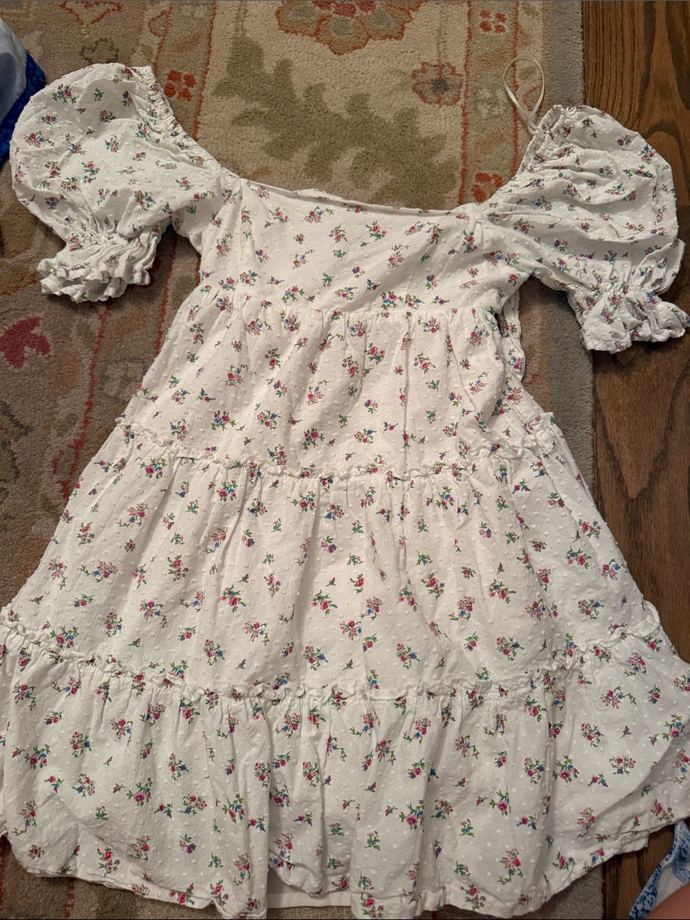 Altar'd State White Floral Puff-Sleeve Mini Dress